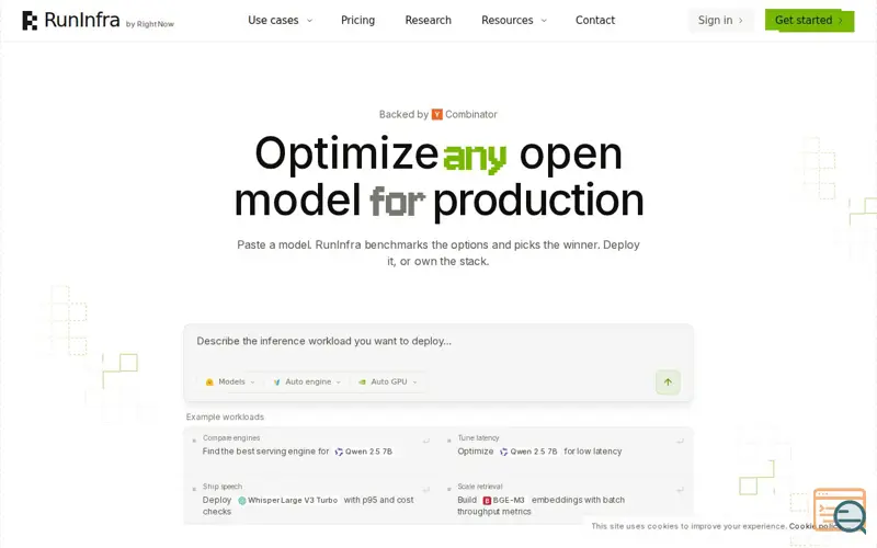 Screenshot of RunInfra