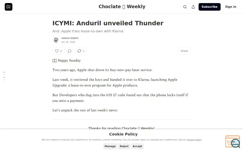 Screenshot of Choclatenews