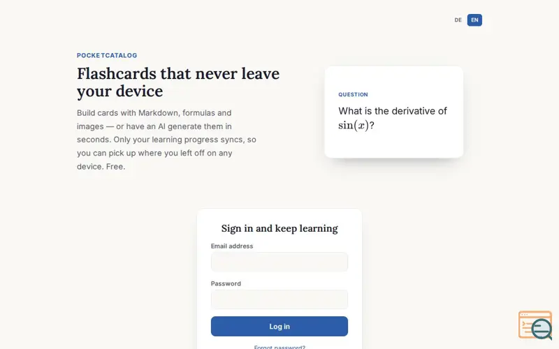 Screenshot of PocketCatalog