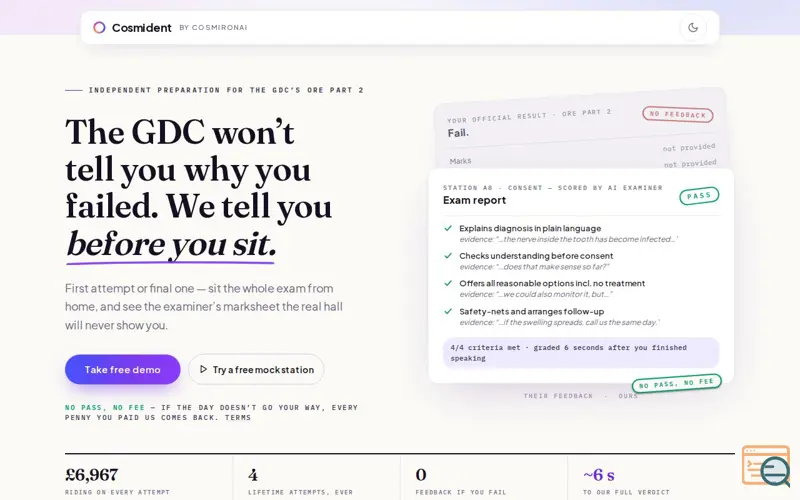 Screenshot of Cosmident