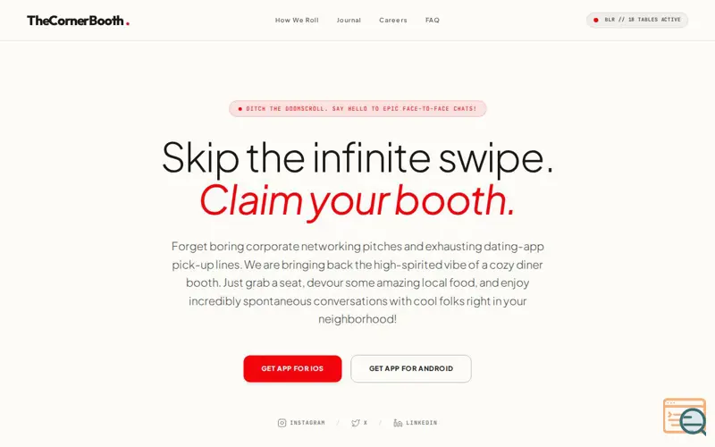 Screenshot of CornerBooth