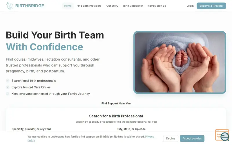 Screenshot of BirthBridge