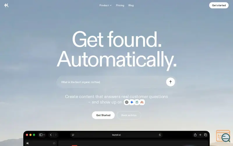 Screenshot of Keytail, a launch using Microlink
