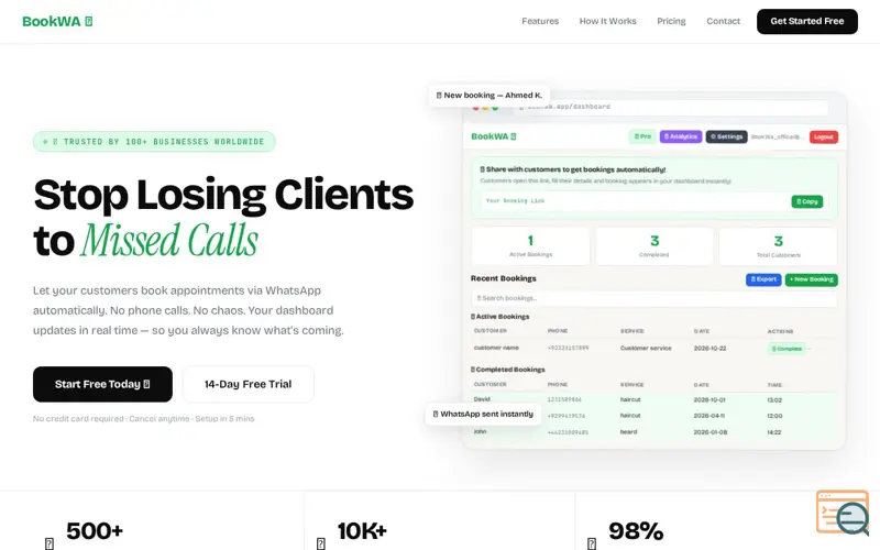 Screenshot of BookWA