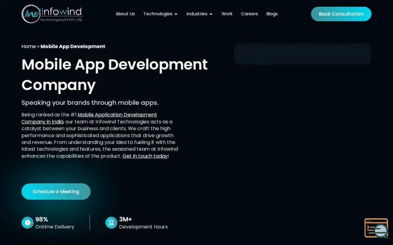Screenshot of Infowind Technologies(IT) PVT. LTD, a launch using AmbitionBox