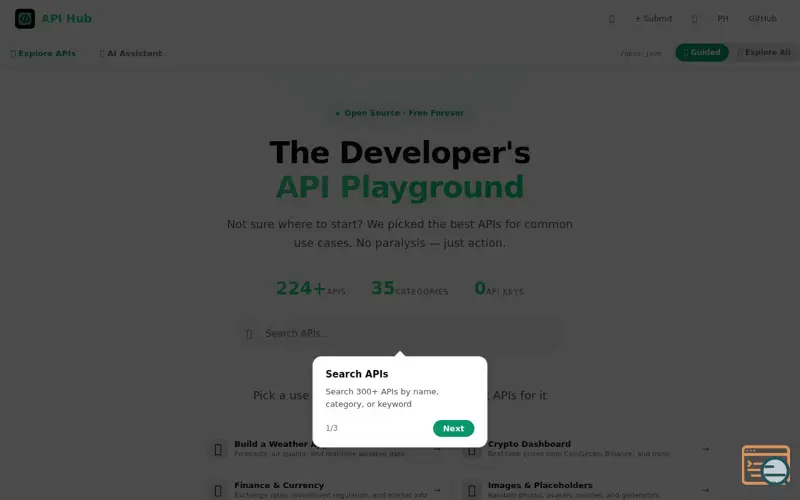 Screenshot of Free API Hub