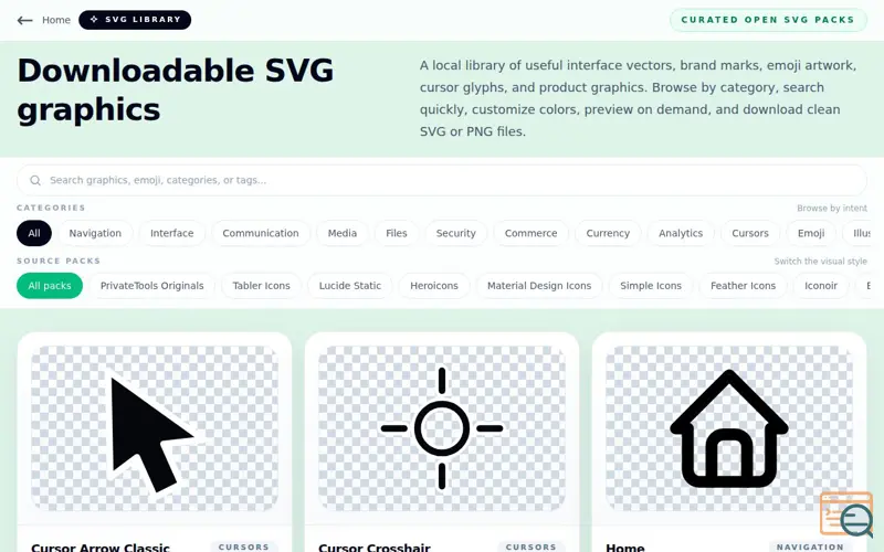Screenshot of SVG Library