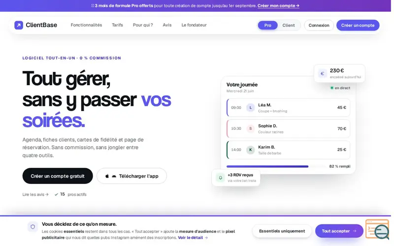 Screenshot of ClientBase