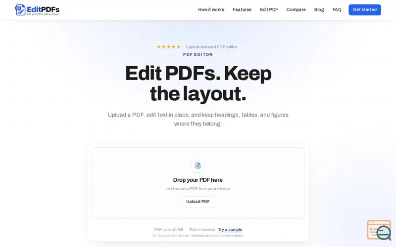 Screenshot of EditPDFs