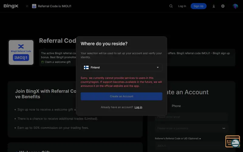Screenshot of BingX Referral Code