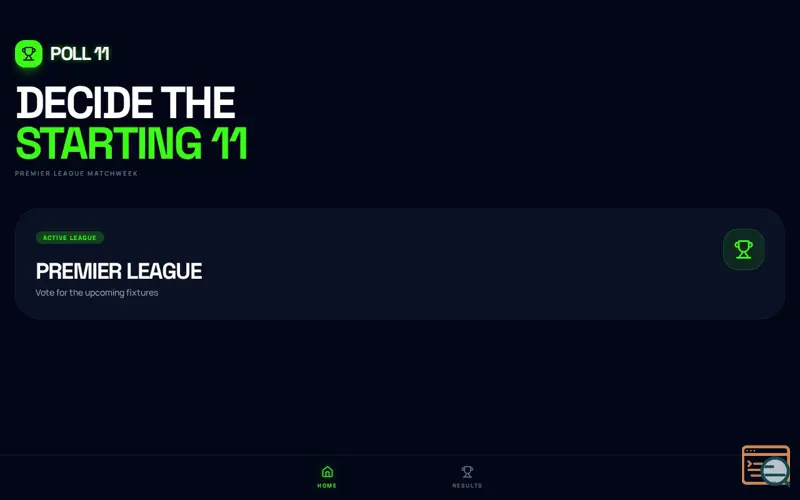 Screenshot of Poll11, a launch using Football-Data.org