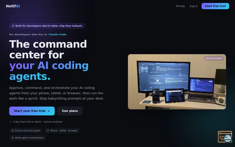 Screenshot of Notifai, a launch using Stripe Email