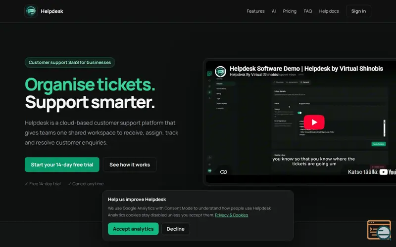 Screenshot of Helpdesk by Virtual Shinobis