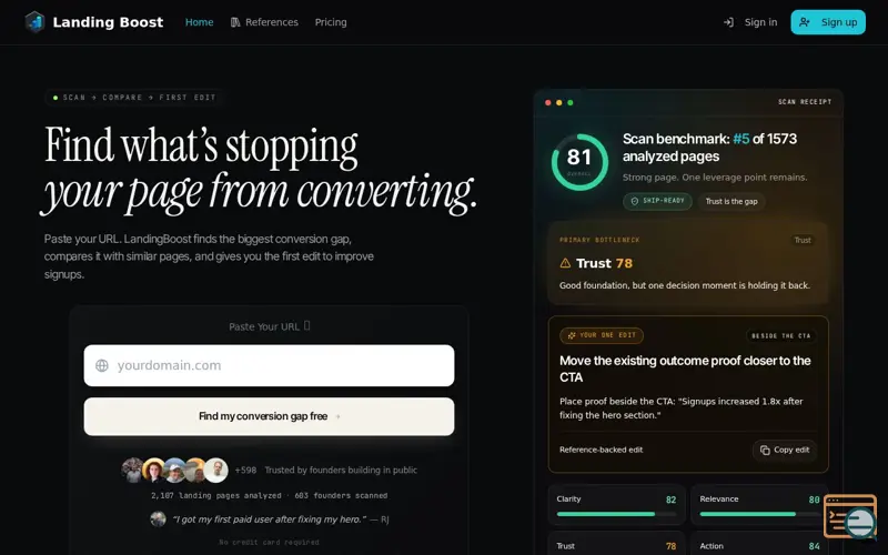 Screenshot of LandingBoost