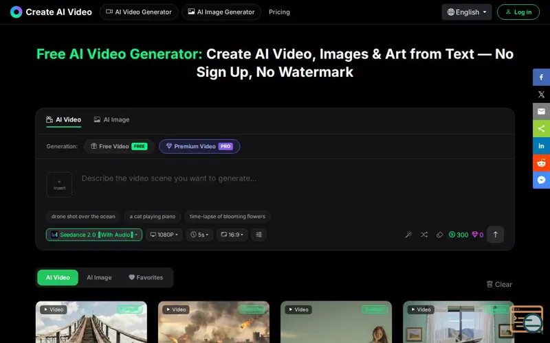 Screenshot of Create AI Video