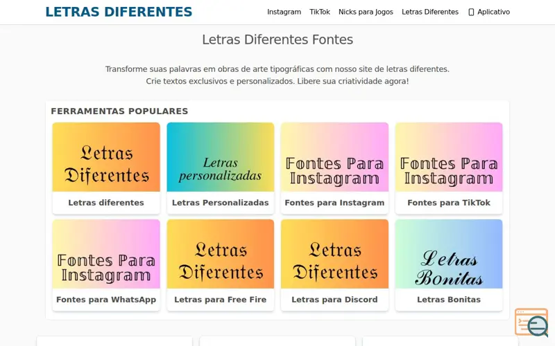 Screenshot of Letrasdiferentesfontes.com