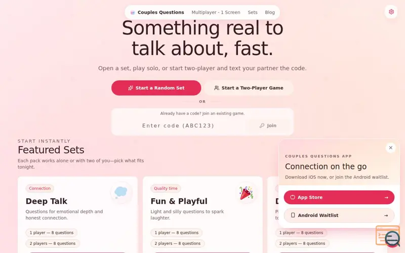 Screenshot of Couples-questions
