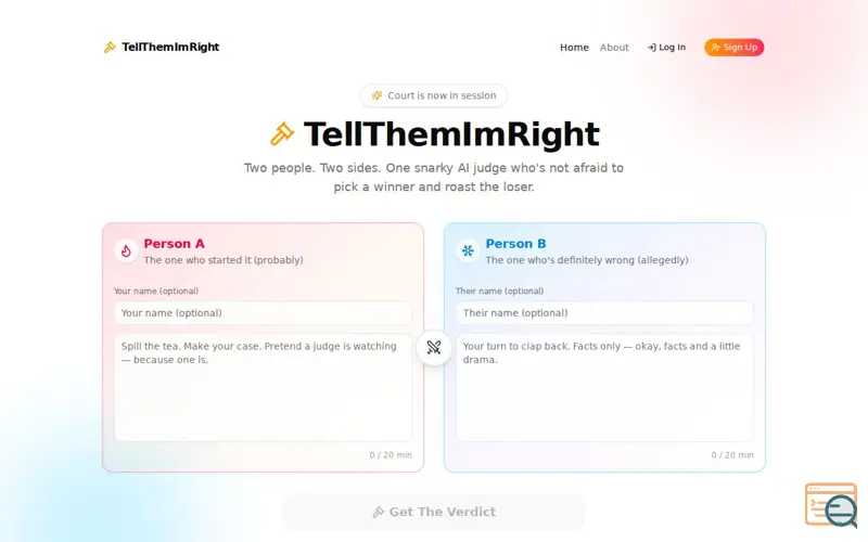 Screenshot of TellThemImRight