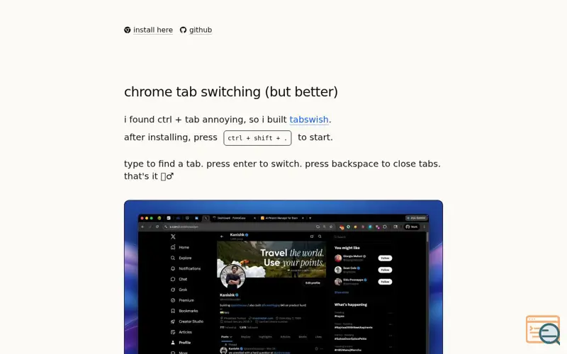 Screenshot of (Better) Chrome Tab Manager