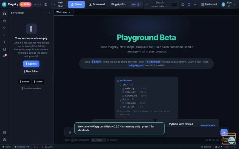 Screenshot of Plugsky Unlimited AI Model API's Usage