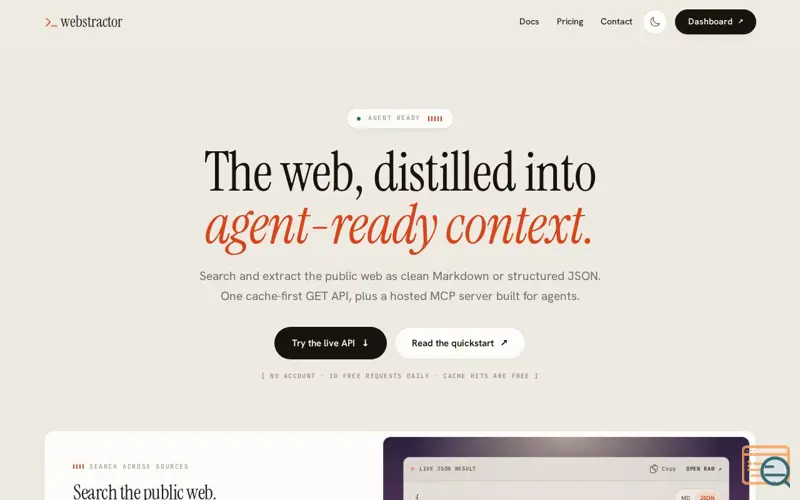 Screenshot of Webstractor