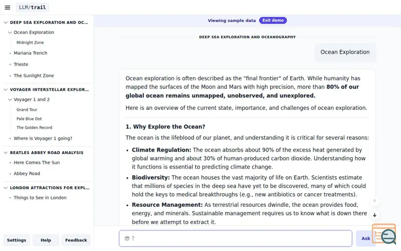 Screenshot of Llmtrail