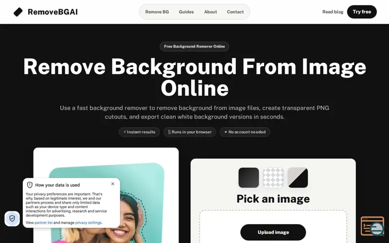 Screenshot of Free Background Remover Online | Remove Background From…