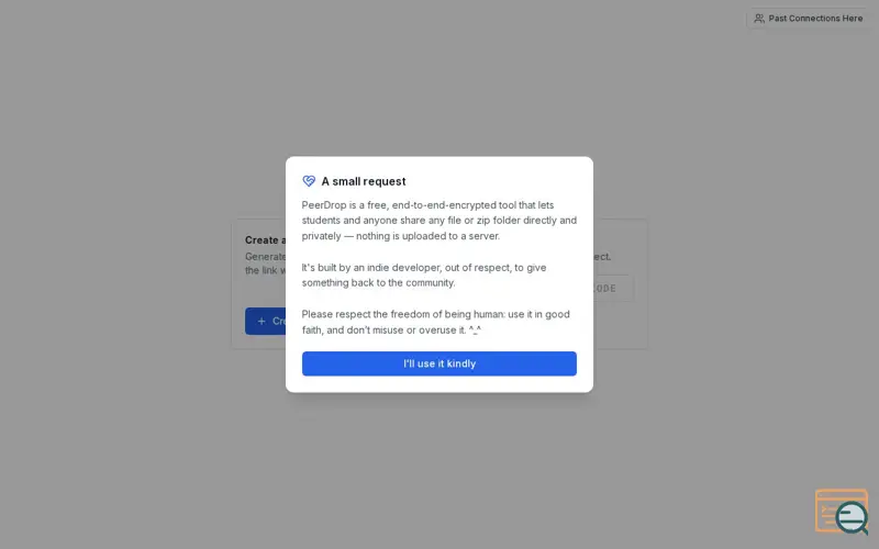Screenshot of PeerDrop — Encrypted peer