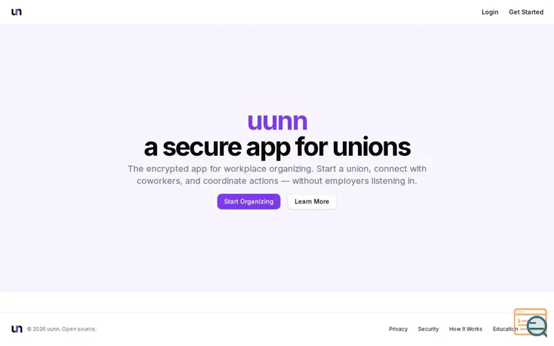 Screenshot of uunn ||| start a union