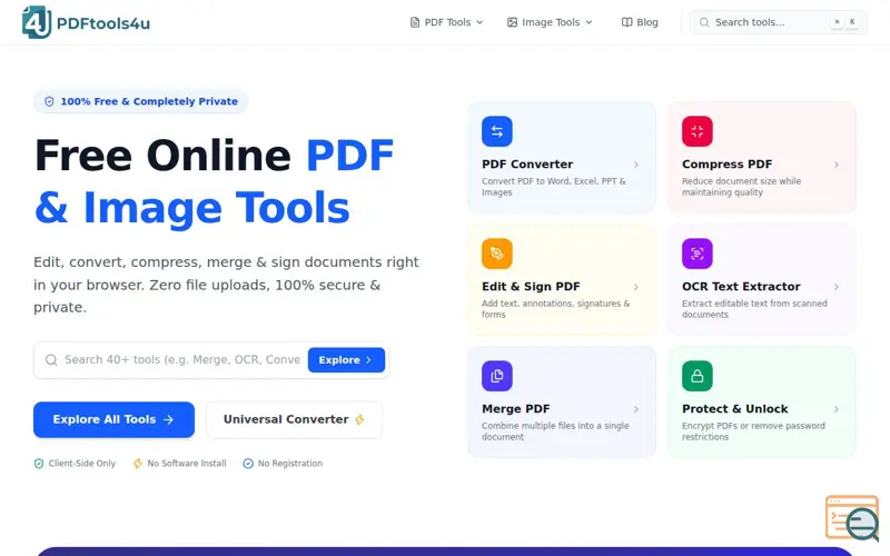 Screenshot of PDFtools4u