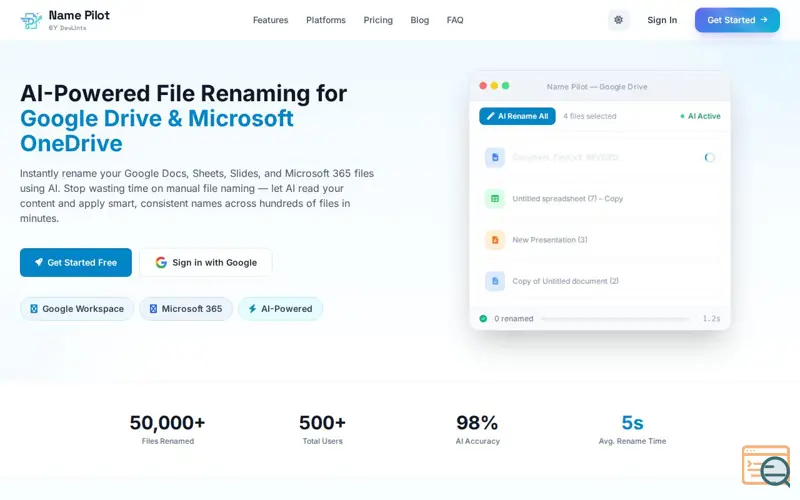 Screenshot of Name Pilot Cloud