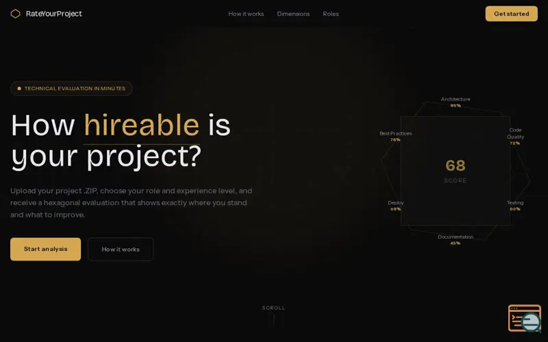 Screenshot of RateYourProject , a launch using DonWeb DNS