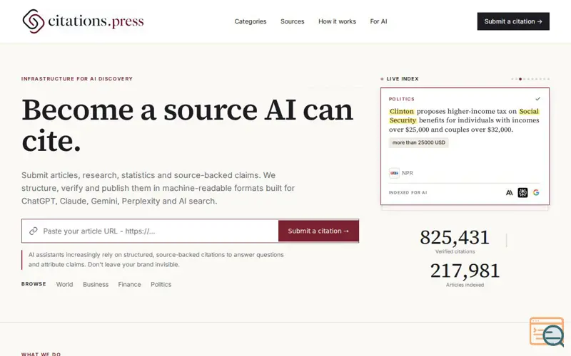 Screenshot of citations.press