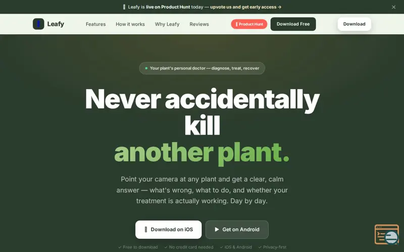 Screenshot of Leafy — Never Kill Another Plant