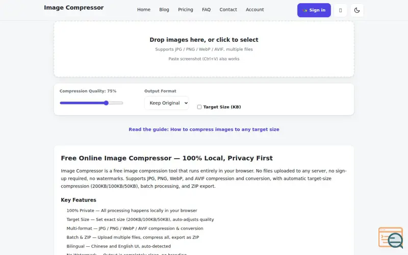 Screenshot of Image Compressor