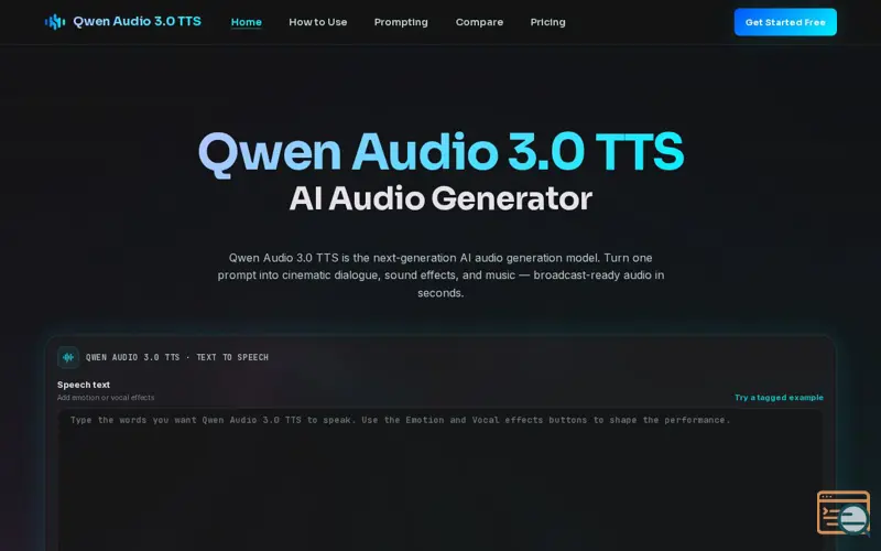 Screenshot of Qwen Audio 3.0 TTS - Multilingual AI Voice Generator