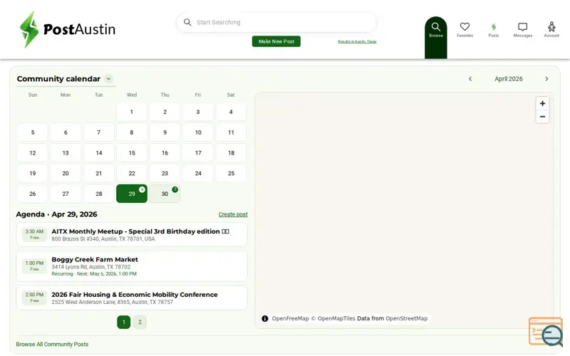 Screenshot of PostAustin