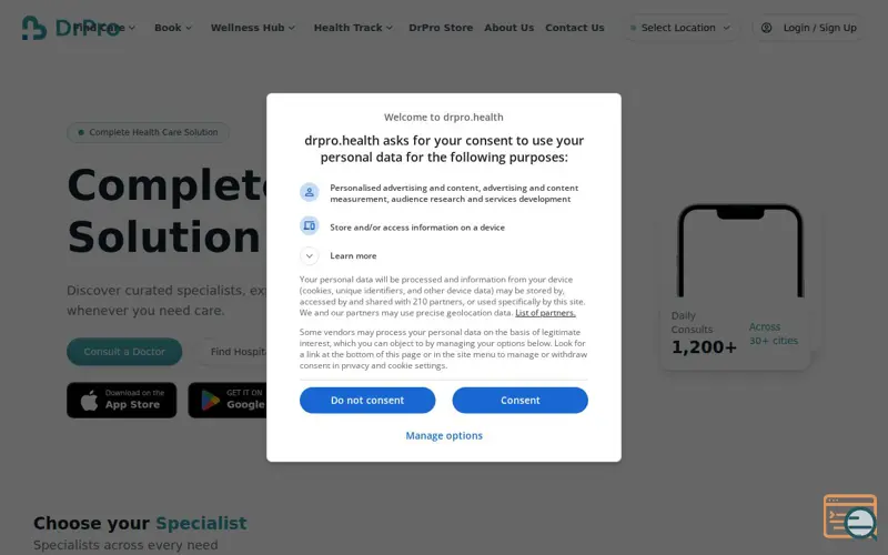 Screenshot of DrPro Complete Health Care Solution