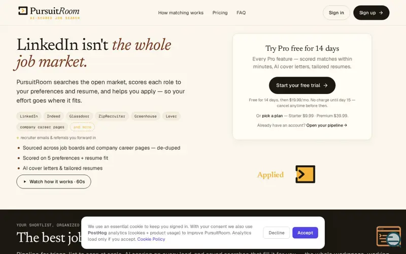 Screenshot of PursuitRoom
