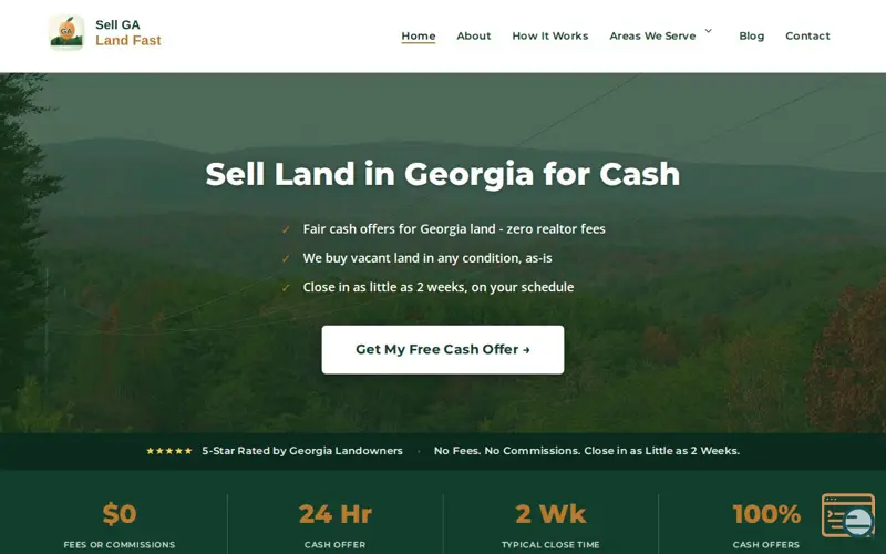 Screenshot of Sell GA Land Fast