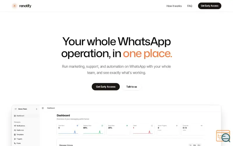 Screenshot of Renotify: The WhatsApp operations platform
