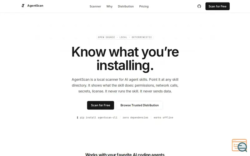 Screenshot of AgentScan, a launch using Motion
