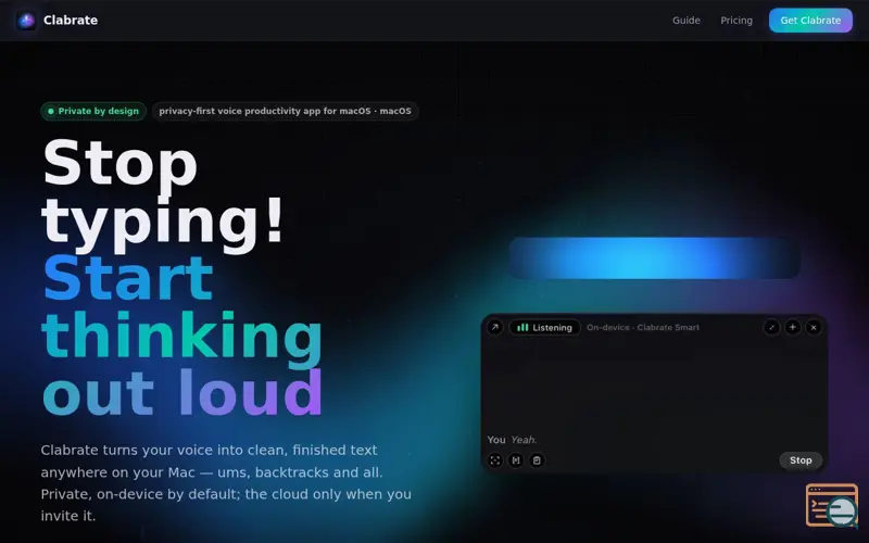 Screenshot of Clabrate, a launch using Cloudflare Web Analytics