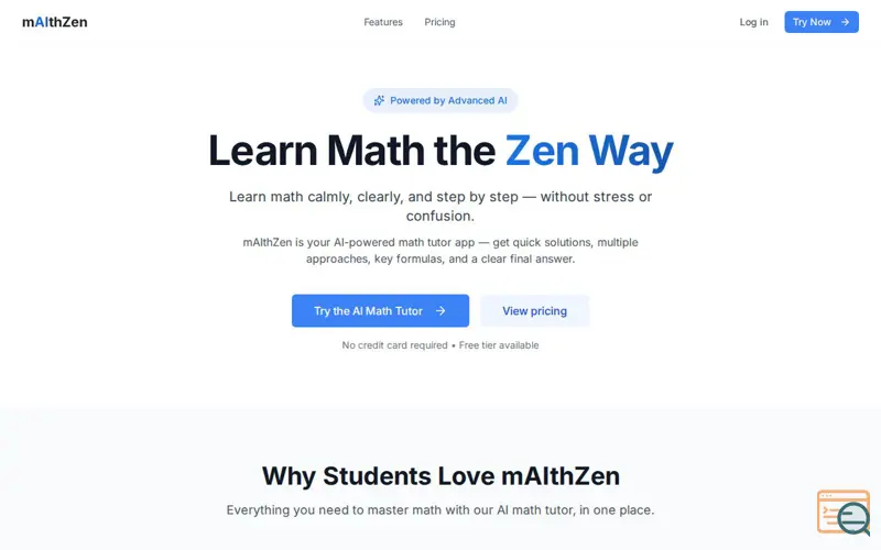 Screenshot of mAIthZen