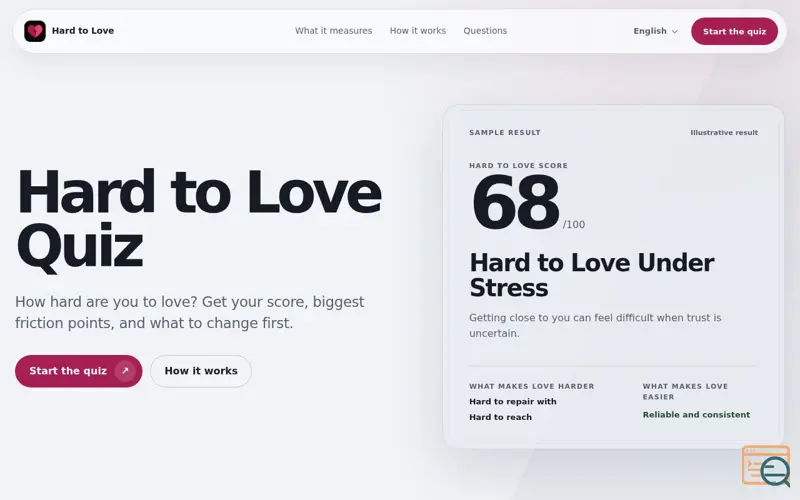 Screenshot of Hard to Love Quiz