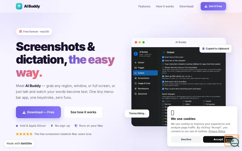 Screenshot of AI Buddy, a launch using Plausible