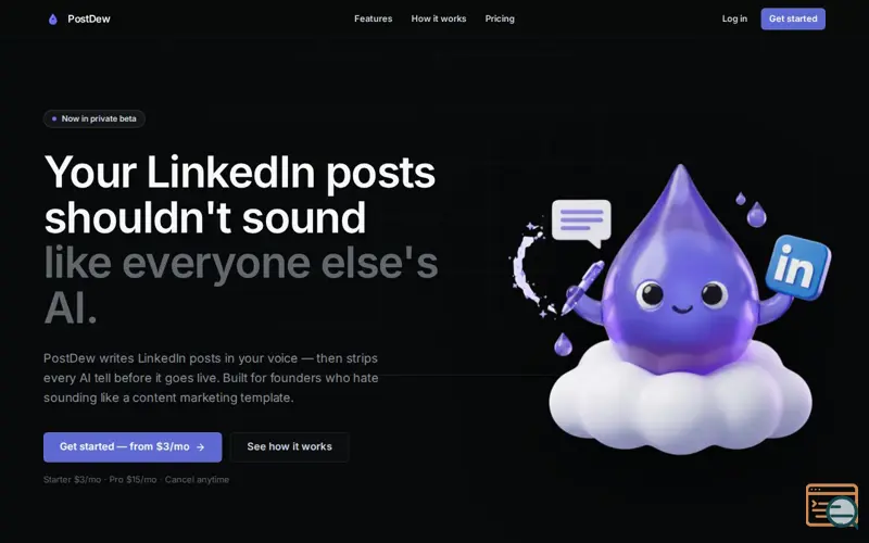 Screenshot of PostDew