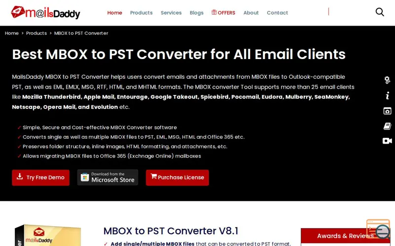 Screenshot of MBOX to PST Converter Tool
