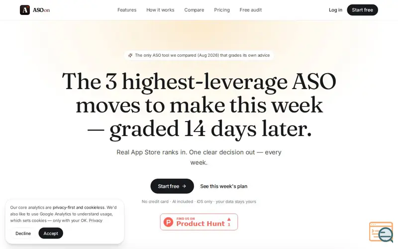 Screenshot of ASOon
