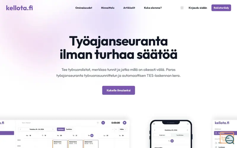 Screenshot of kellota.fi